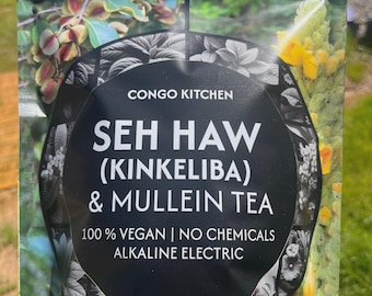 Mullein & Seh Haw Tea 100% Natural Pure Kinkeliba + Gordolobo Herb | Alkaline Caffeine Free | Dr Sebi approved | Raise PH Respiratory