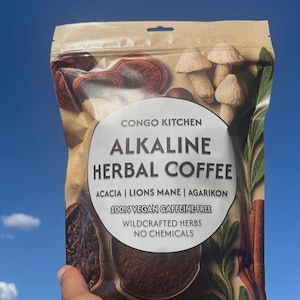 Basischer Kräuterkaffee | Reichhaltige und mutige koffeinfreie Superfood-Mischung | Kinkeliba, Pilze & Maya Nuss | Congo Kitchen Energie + Focus Drink