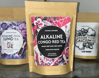 Alkaline Congo Red Tea | Superfood Blend | Rich in Iron 100% Natural Caffeine-Free | Red Sage Rooibos Red Clover - Congo Kitchen PH balance