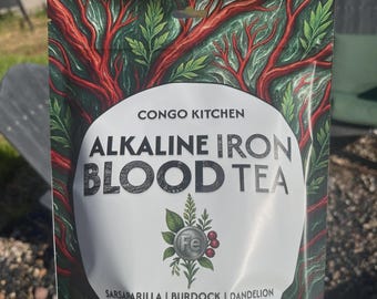 Alkaline Iron Phosphate Tea | Blood Cleanse Herbal Blend | Root & Berry Infusion | Organic Plant-Based | Sarsaparilla, Elderberry, Dandelion