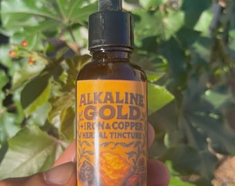 Gold Heart Herbal Tincture  + Iron & Copper  | Liquid Gold Open Heart and 3rd Eye Lung Blood and Nerves Cleanse Mom Dad Parent Gift