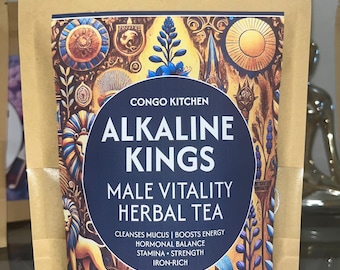 Men’s Herbal Elixir | Powerful Alkaline Male Tea | 100% Vegan Organic Plant Based Zinc Protein Energy Tonic | Raise PH