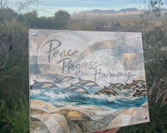 Peace Progress Harmony Boho Artwork Uplifting Custom Wood Wall Art Decor