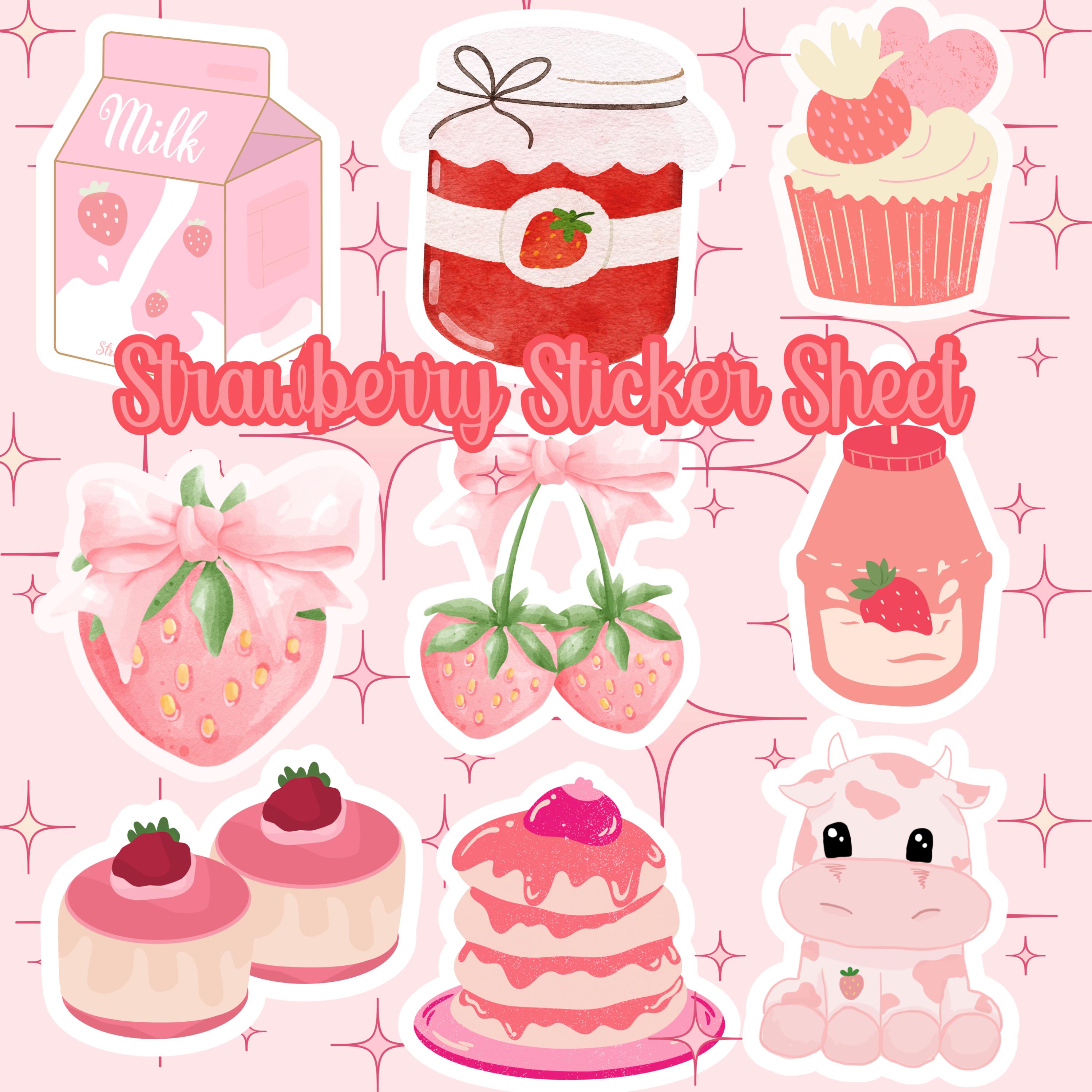Strawberry Themed Sticker Sheet