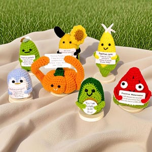 Pommes de terre positives, cadeau au crochet motivant pour le soutien émotionnel, Légumes et fruits au crochet positifs, cadeau d'anniversaire pour elle, cadeau de remise des diplômes