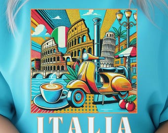 Camiseta gráfica retro ITALIA, camiseta de viaje a Italia, camiseta para amantes de los viajes, regalo para amantes de Italia, camiseta de viaje a Italia, linda camiseta de Italia, regalo para ella y él