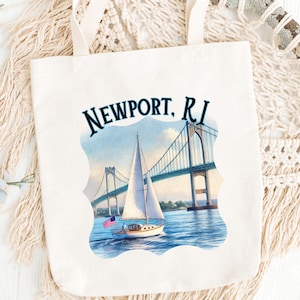 Newport Rhode Island Sommer Baumwolle Canvas Einkaufstasche, Strand Pool Liebhaber Geschenk, Reise, New England Coastal Großmutter, RI, CT, MA, Ostküste