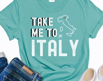 Camiseta gráfica con colores cómodos "Llévame a Italia", camiseta de viaje a Italia, camiseta gráfica de viaje, regalo para amantes de Italia, camiseta de viaje a Italia, regalo para viajeros