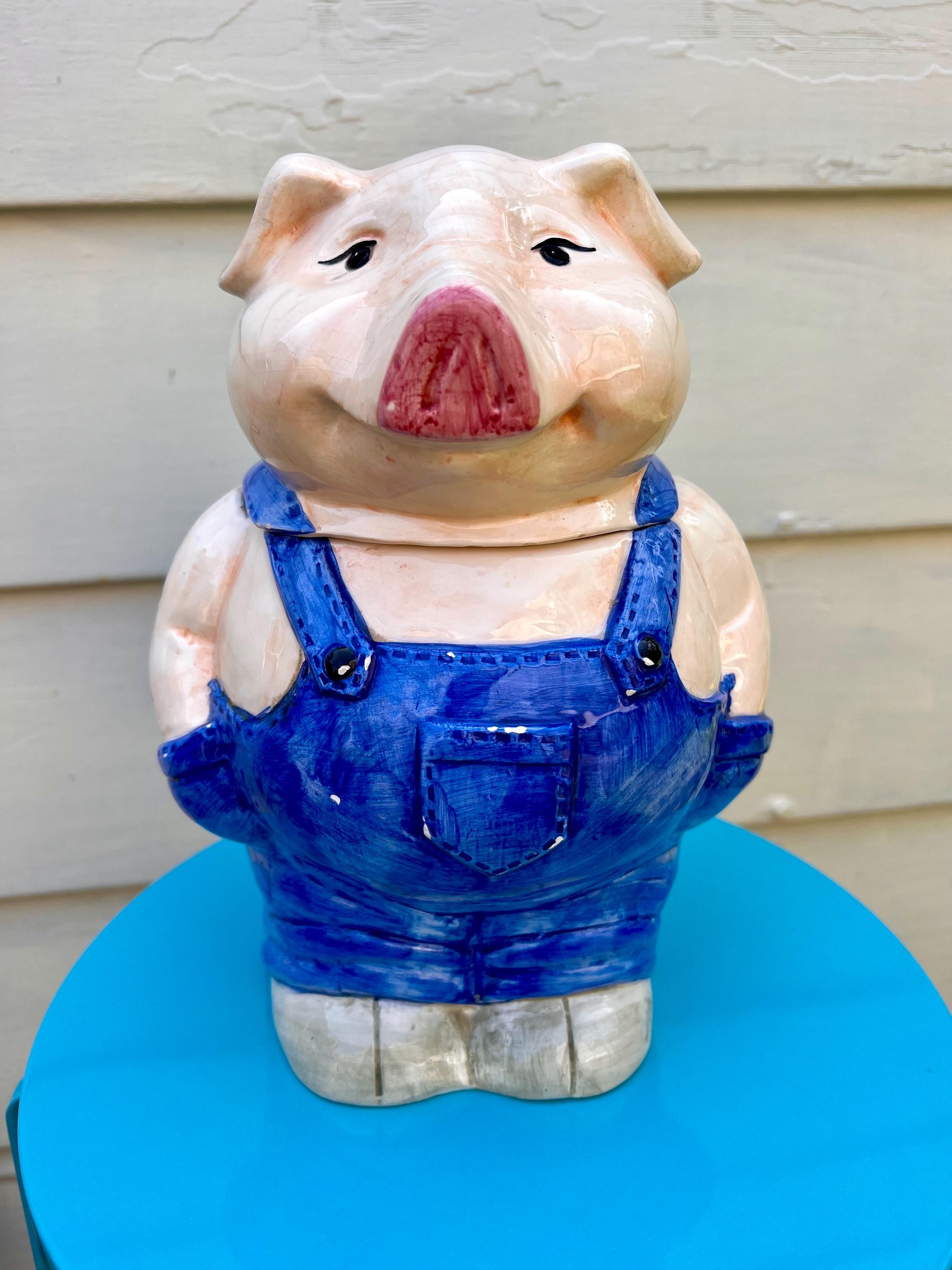 Farmer Pig Cookie Jar - Etsy