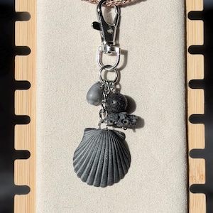 Natural Seashell Bag Charm | One of a Kind Coastal Purse Accessory | Handmade Shell & Stone Keychain
