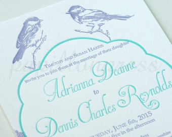 Printable Wedding Invitation Set - Birds in Field - nature wedding - illustrated birds - spring summer wedding