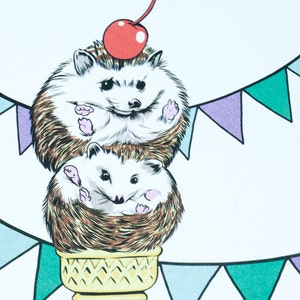 VENTE - Carte de voeux de joyeux anniversaire - Hérissons - 50 % de réduction