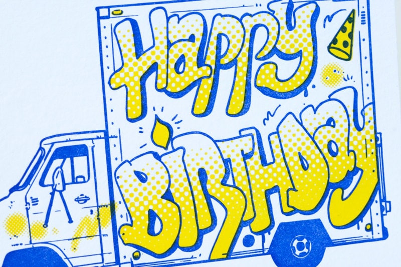 Sale Happy Birthday Letterpress Card Birthday Graffiti Etsy Sale Happy Birthday Letterpress Card Birthday Graffiti Etsy