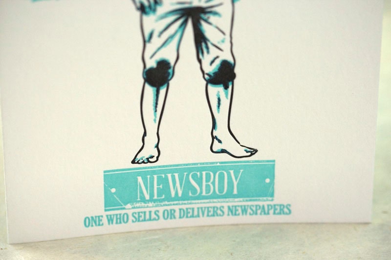 SALE Letterpress Victorian Rascal Newsboy Art Print Greeting Card 60% ...