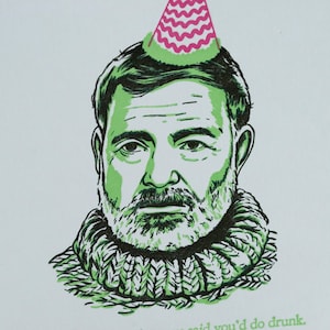 UITVERKOOP - Happy Birthday boekdrukkaart - Hemingway-citaat - 60% korting