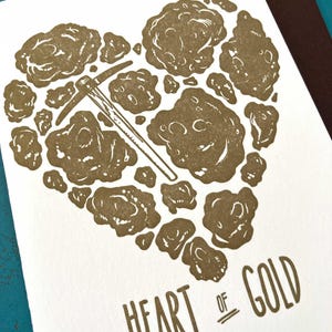 Corazón de oro - Tarjeta de amor de San Valentín - Tarjeta de felicitación impresa con tipografía - Oferta con un 60 % de descuento