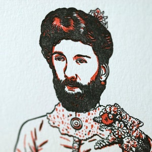 VENTE - carte de dame à barbe de cirque typographique - 60 % de réduction