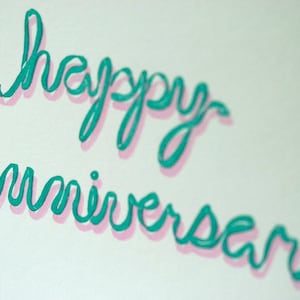 VENTE - carte typographique Happy Anniversary - ruban - 60 % de réduction