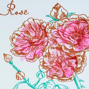 VENTE - Carte florale aquarelle typographique - Roses - 60 % de réduction