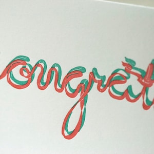 VENTE - carte typographique félicitations - ruban