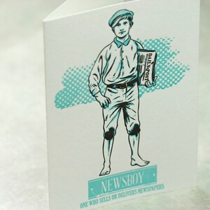 SALE - Letterpress Victorian Rascal Newsboy Art Print Greeting Card ...