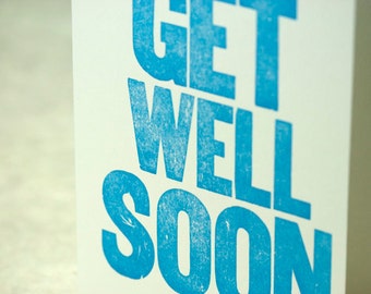 SALE - Get Well Soon Letterpress Card - Wood Type - 60% off