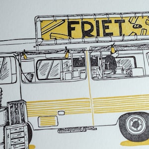 Friet (fry) Truck Letterpress limited edition 5x7&quot; print