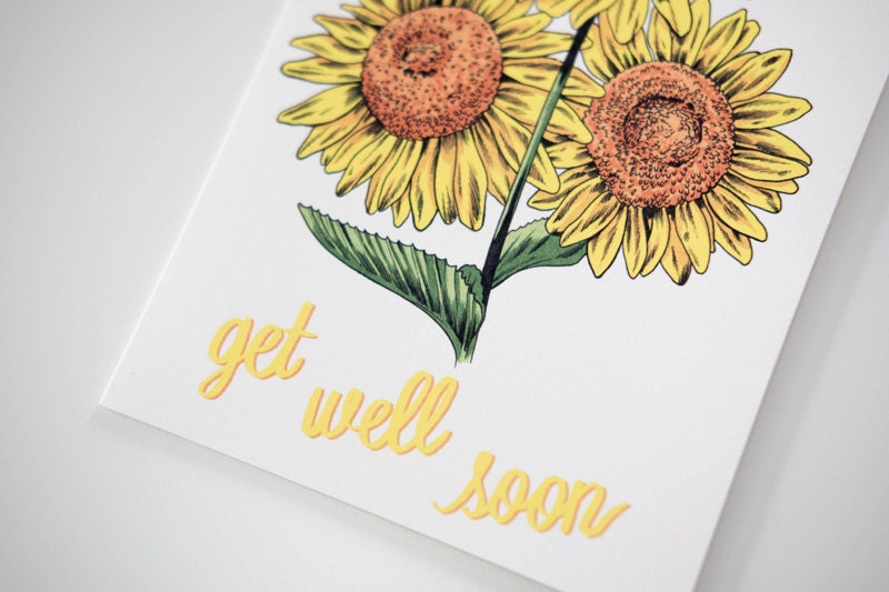 SALE - Get Well Sunflowers Greeting Card - 50% Off - Etsy