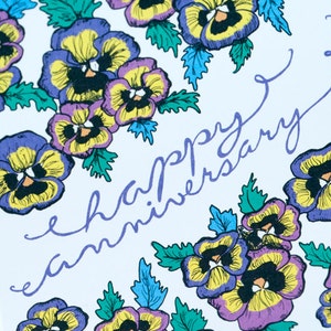 PROMOÇÃO - Cartão de Feliz Aniversário - Amores-perfeitos Florais - 50% de desconto