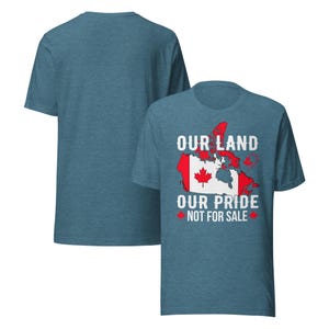 T-shirt Canadian Pride - Design de carte du Canada « Our Land, Our Pride, Not for Sale » - T-shirt noir unisexe - Cadeau parfait pour le Canada - 10 % de réduction