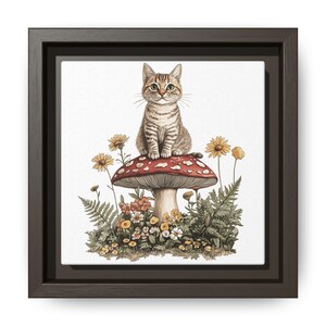 Whimsical Cat Art Print, Framed Canvas for Cat Lovers, Cute Home Decor, Gift for Animal Enthusiasts, Unique Art for Cat Owners, Reading Room