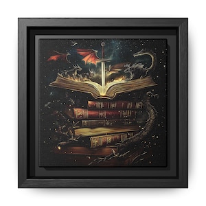 Fantasy Book Art Print, Magical Home Decor, Gift for Readers, Dragon Artwork, Book Lover Wall Art, Enchanted Wall Decor