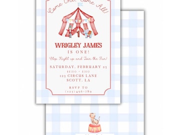 Watercolor Circus Birthday Invitation (Digital Download)