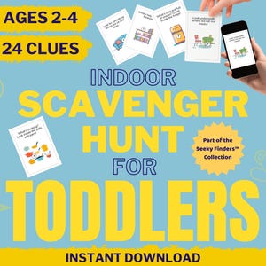 Búsqueda del tesoro para niños pequeños: 24 pistas imprimibles / Juego divertido para niños de 2 a 4 años