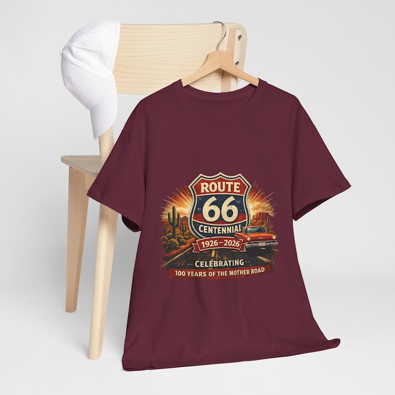Route 66 Centennial 1926-2026 Tee | Vintage Roadtrip Graphic Shirt image 8