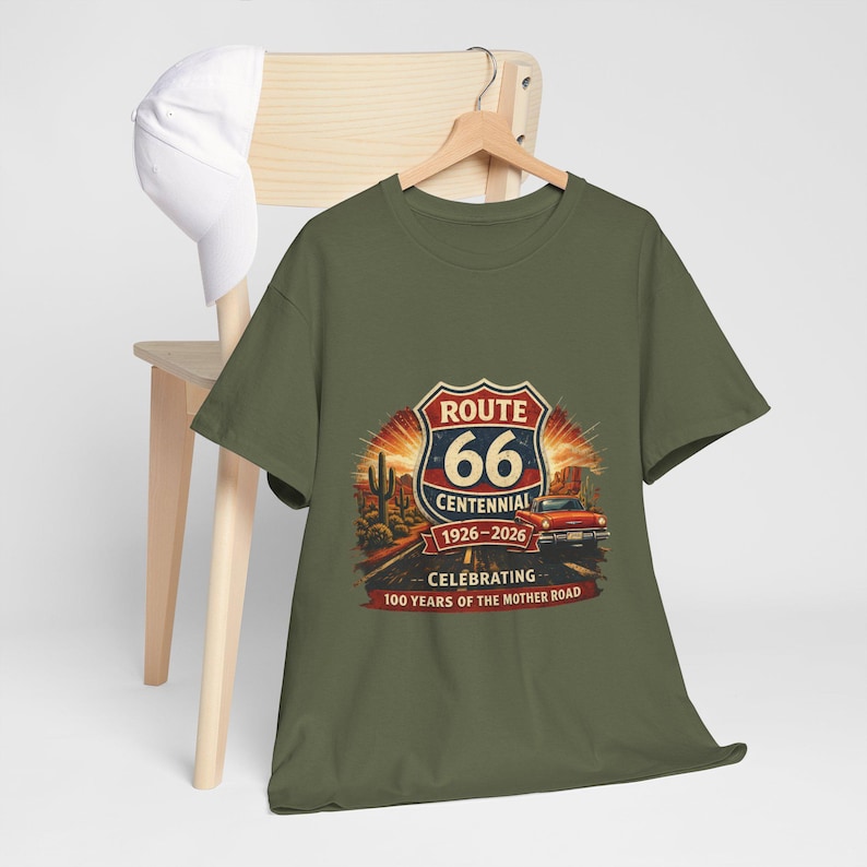 Route 66 Centennial 1926-2026 Tee | Vintage Roadtrip Graphic Shirt image 10