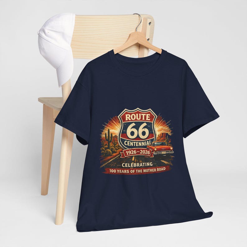 Route 66 Centennial 1926-2026 Tee | Vintage Roadtrip Graphic Shirt image 16