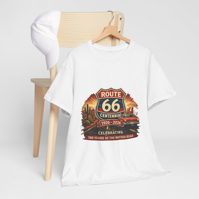 Route 66 Centennial 1926-2026 Tee | Vintage Roadtrip Graphic Shirt image 2