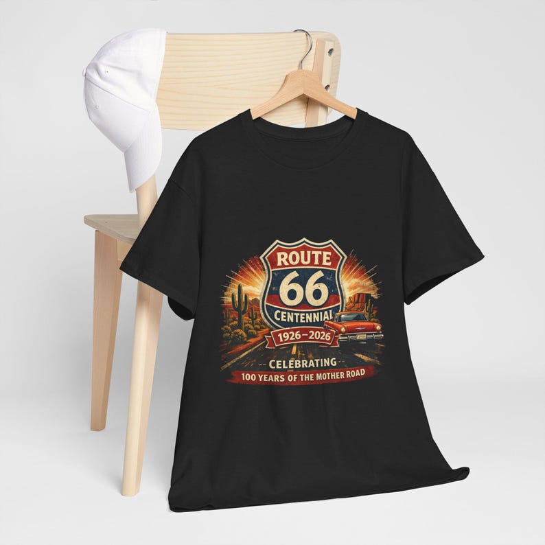 Route 66 Centennial 1926-2026 Tee | Vintage Roadtrip Graphic Shirt image 3
