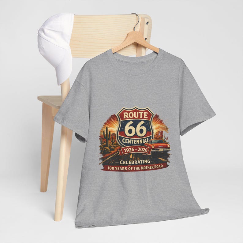 Route 66 Centennial 1926-2026 Tee | Vintage Roadtrip Graphic Shirt image 5