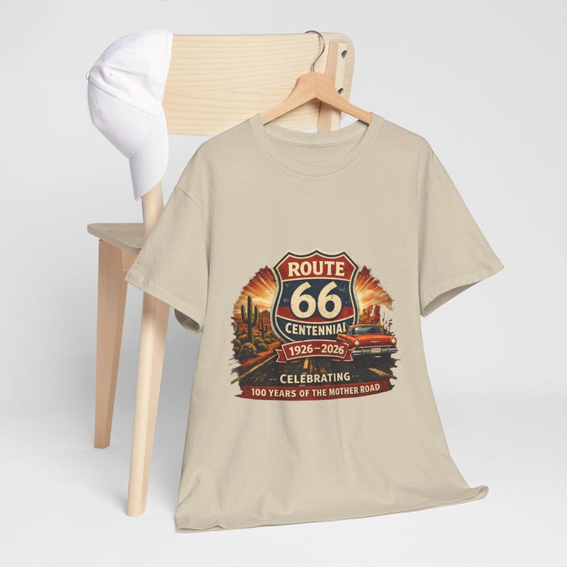 Route 66 Centennial 1926-2026 Tee | Vintage Roadtrip Graphic Shirt image 4