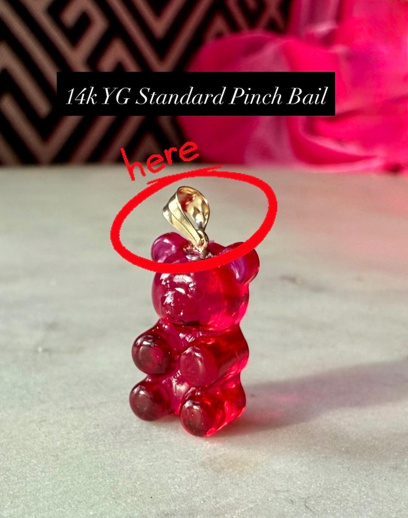 Handmade Black Licorice Gummy Bear Charm – 14k Gold Bail or Silver Resin Pendant image 8