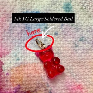 Handmade Black Licorice Gummy Bear Charm – 14k Gold Bail or Silver Resin Pendant image 9