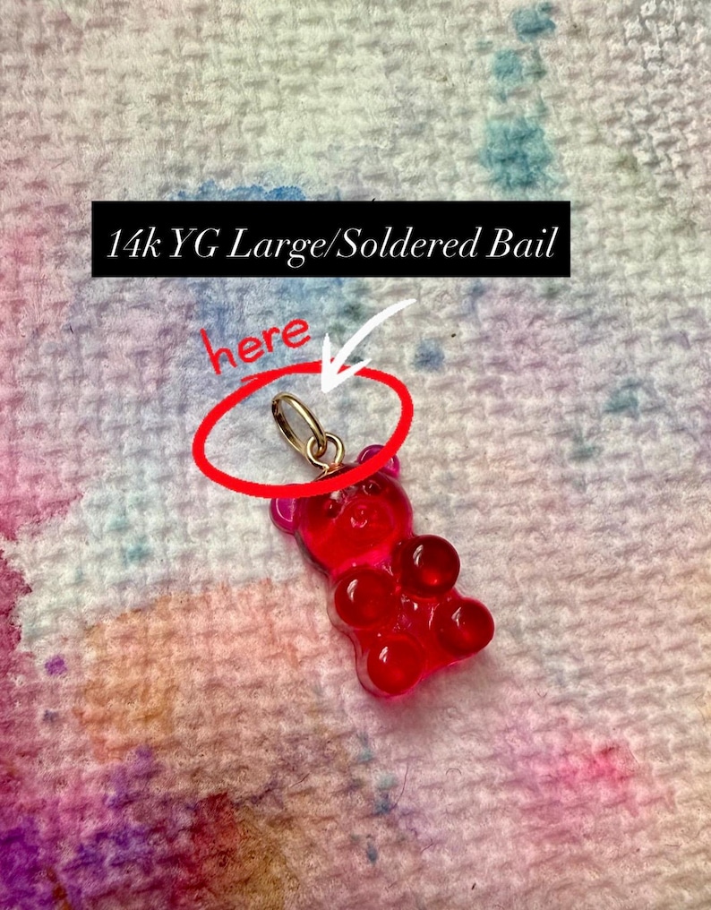 Handmade Black Licorice Gummy Bear Charm – 14k Gold Bail or Silver Resin Pendant image 9