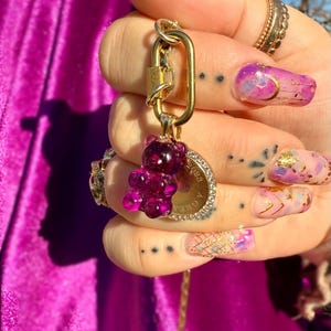 14k Gold Gummy Bear Charm: Bright Purple Resin Candy Jewelry “Mystery Flavor”