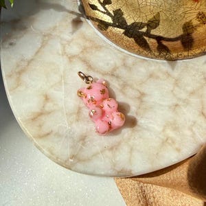 Handmade Resin Gummy Bear Charm with 24k Gold Flakes, 14k Gold Bail Pendant image 14