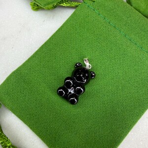 Handmade Black Licorice Gummy Bear Charm – 14k Gold Bail or Silver Resin Pendant image 10