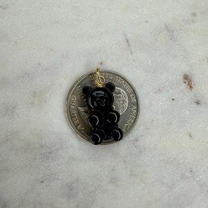 Handmade Black Licorice Gummy Bear Charm – 14k Gold Bail or Silver Resin Pendant image 6