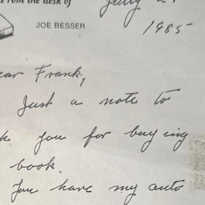 Carta manuscrita de Joe Besser firmada por los Tres Chiflados