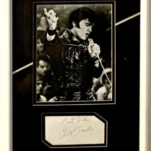 Elvis Presley Autogramm Karte gerahmt- Elvis Geschenke, Elvis Erinnerungsstücke, Man Cave Geschenke, 1960er Jahre Geschenke, Musikjubiläumsgeschenke